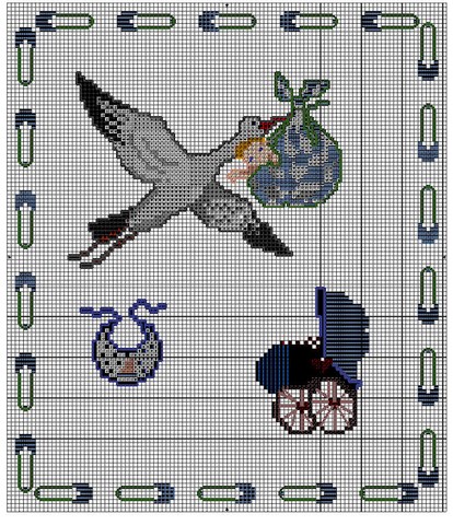 DIAGRAMME - CIGOGNE LIVRANT BEBE - POINT DE CROIX