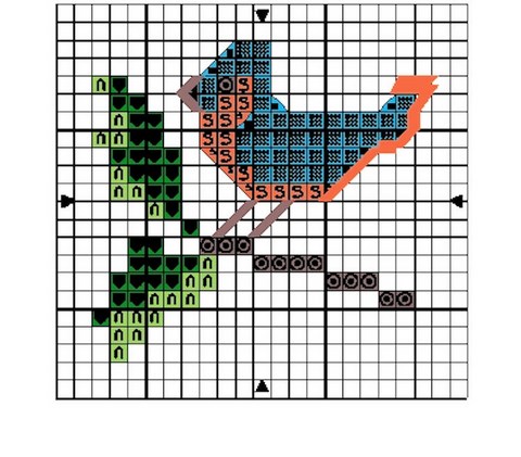 DIAGRAMME - OISEAU AU POINT DE CROIX