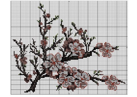 DIAGRAMME - PECHER EN FLEURS AU POINT DE  CROIX